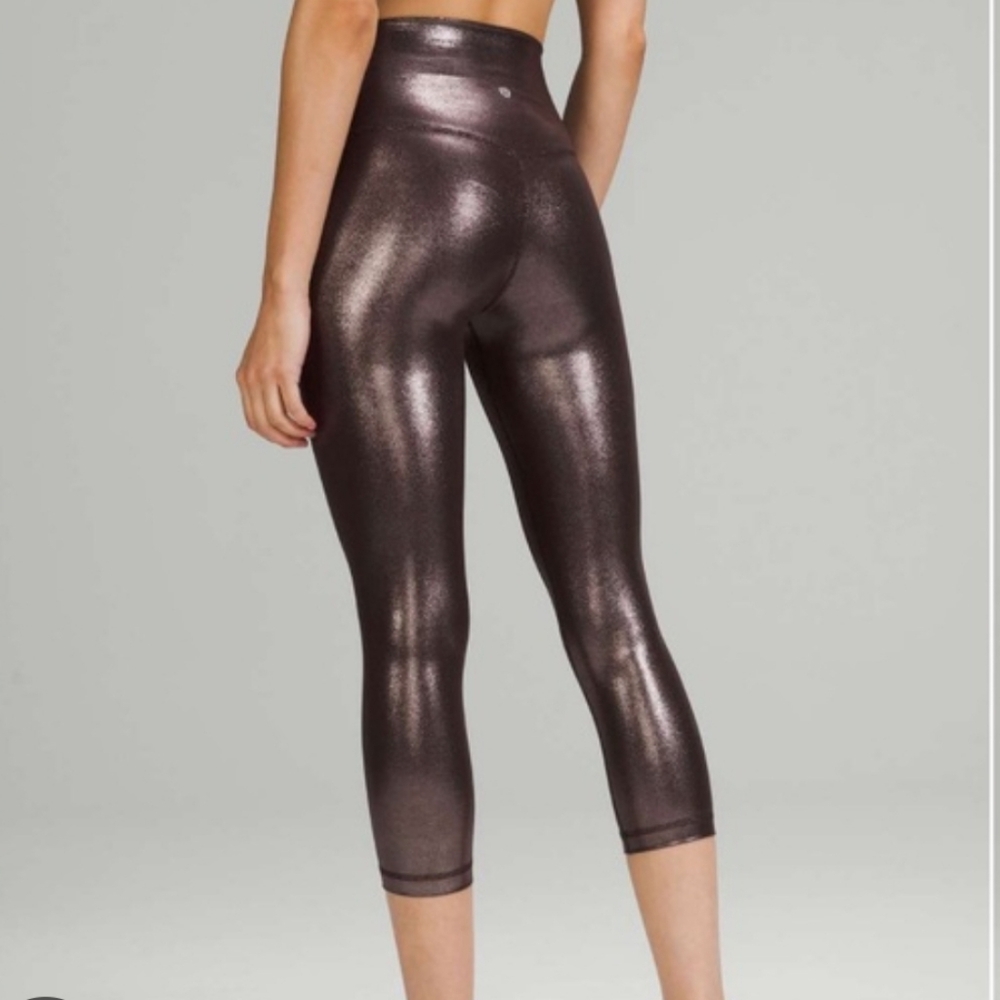 NWT Lululemon Women Align High Rise Crop 21" Nulu Shine Radiate Foil Press 10